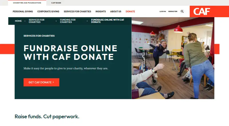 The CAF Donate homepage