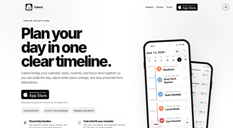 The Calend homepage
