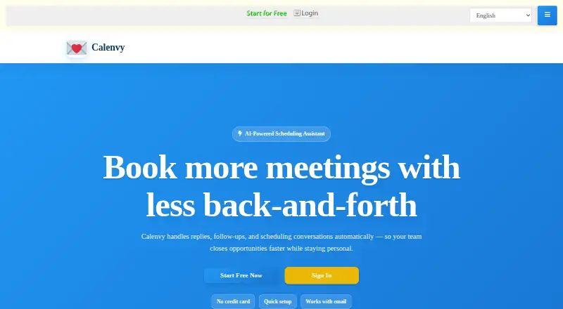 The Calenvy homepage