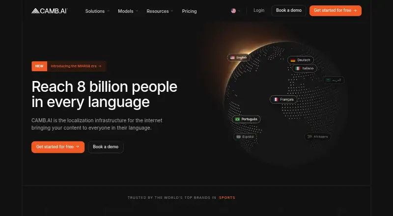 The CAMB.AI homepage