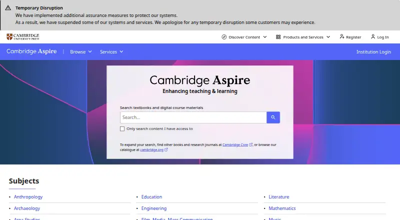 The Cambridge Aspire homepage