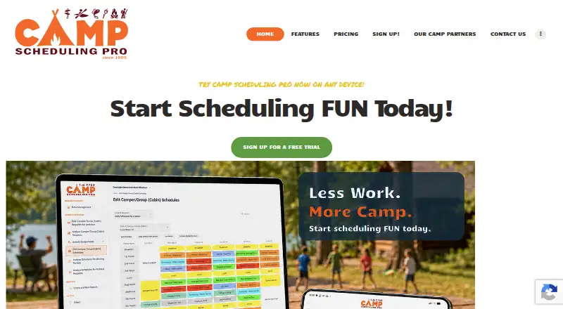 The Camp Scheduling Pro homepage
