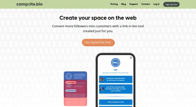 The Campsite.bio homepage