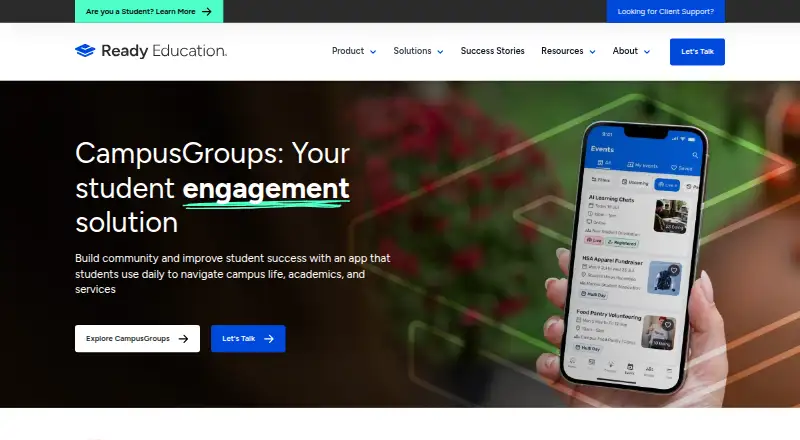 The CampusGroups homepage