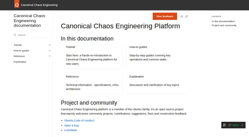 The Canonical Chaos Engineering Platform homepage