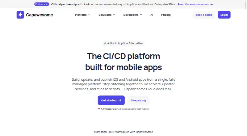 The Capawesome Cloud homepage