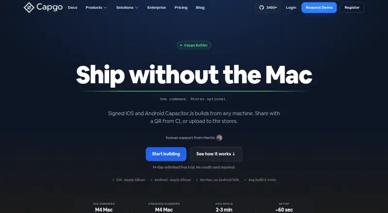 The Capgo Build homepage