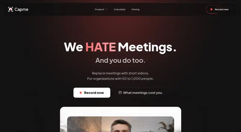 The Capme homepage