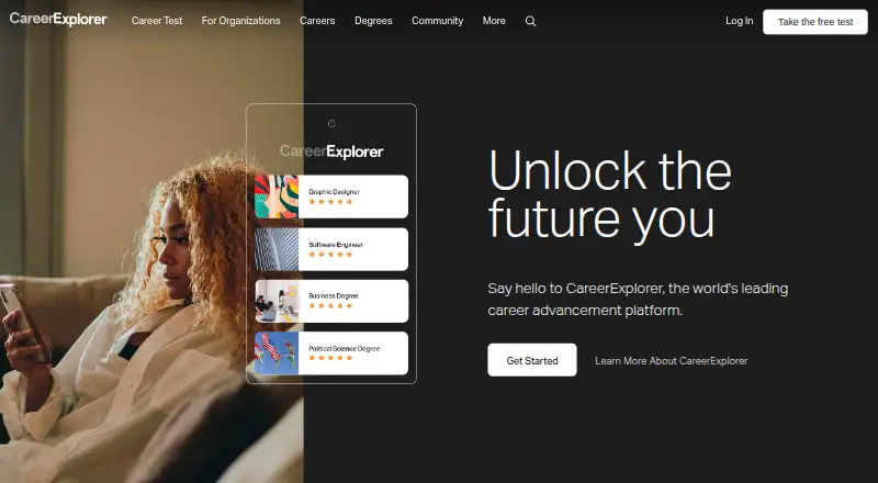 The CareerExplorer homepage