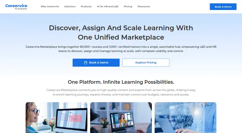 The Careervira Marketplace homepage