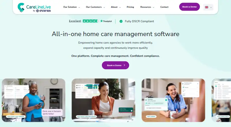 The CareLineLive homepage