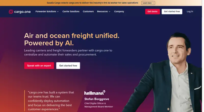 The cargo.one homepage