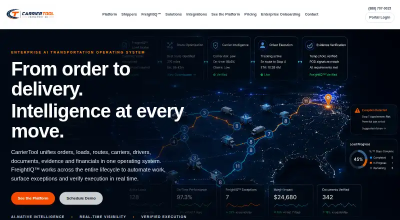 The CarrierTool homepage
