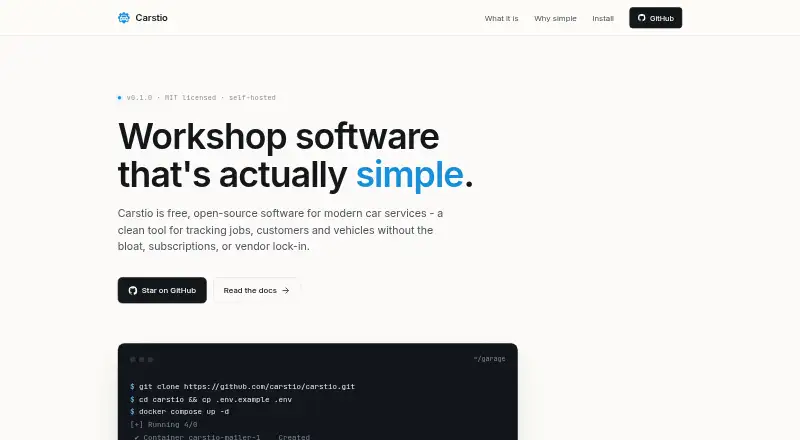 The Carstio homepage