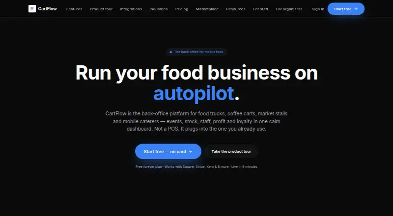 The CartFlow homepage