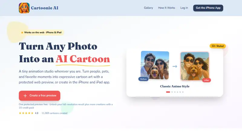 The Cartoonie homepage