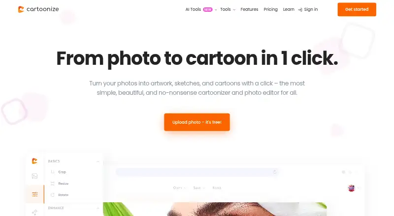 The Cartoonize homepage
