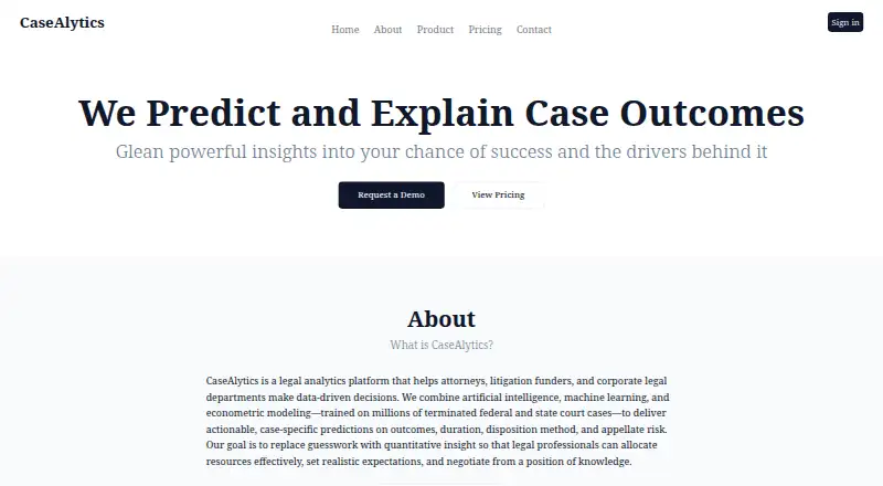 The CaseAlytics homepage