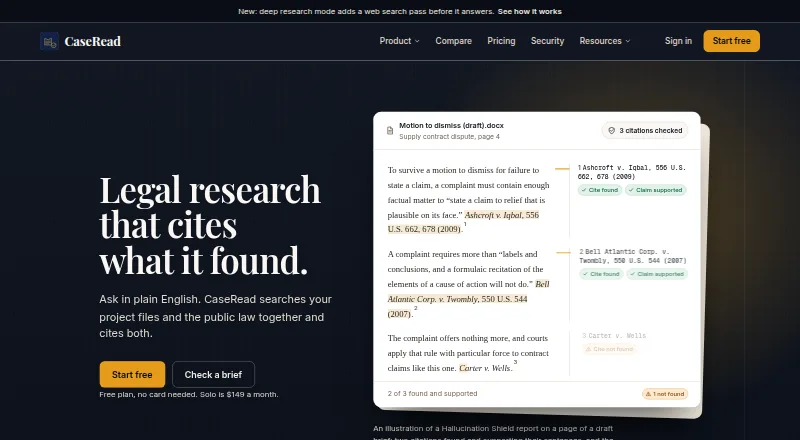 The CaseRead homepage