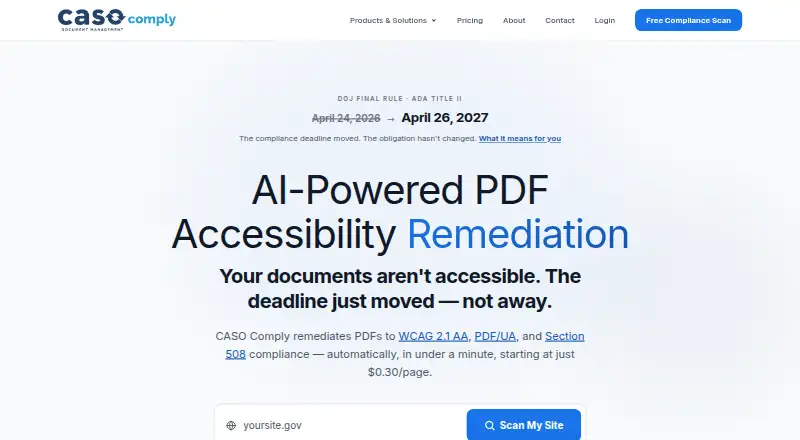 The CASO Comply homepage