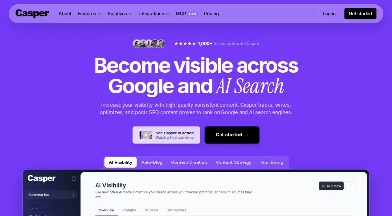 The Casper homepage