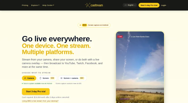 The Castream homepage