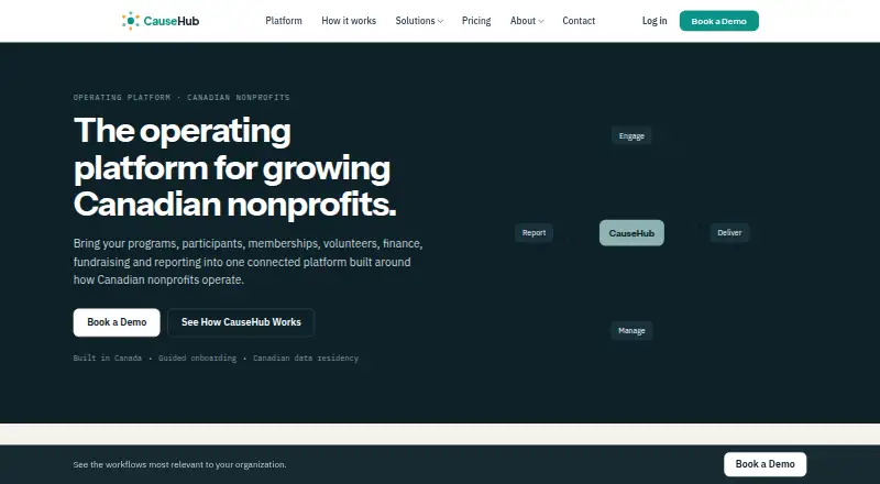 The CauseHub homepage