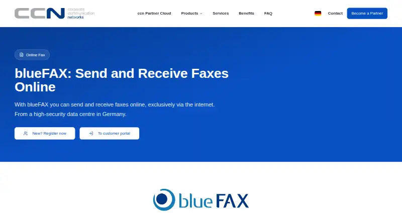 The blueFAX homepage