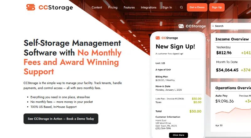 The CCStorage homepage