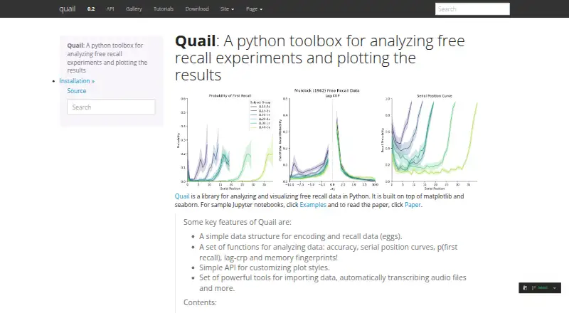 The Quail homepage