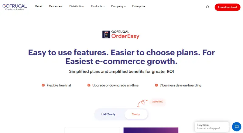The GOFRUGAL OrderEasy homepage