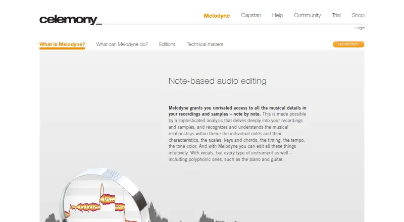 The Melodyne homepage