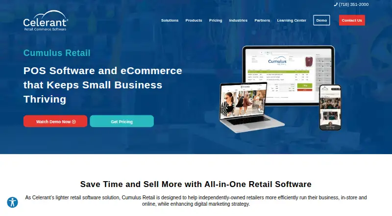The Celerant Cumulus Retail homepage