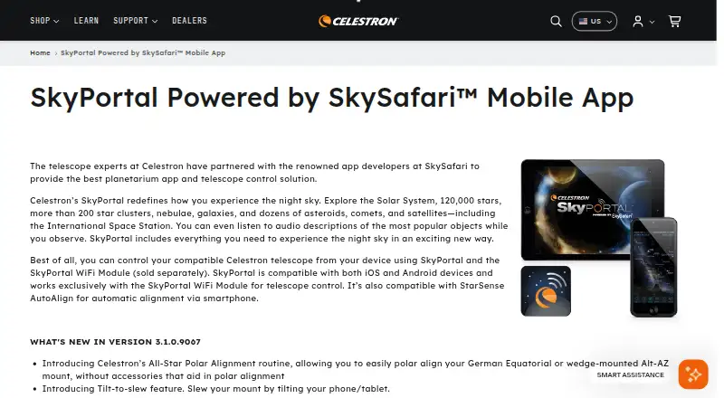 The SkyPortal homepage