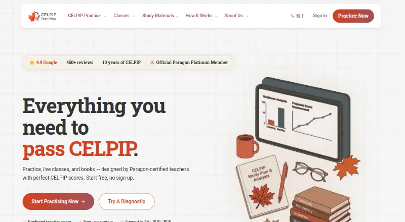 The CELPIP Test Prep homepage