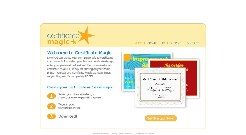 The Certificate Magic homepage