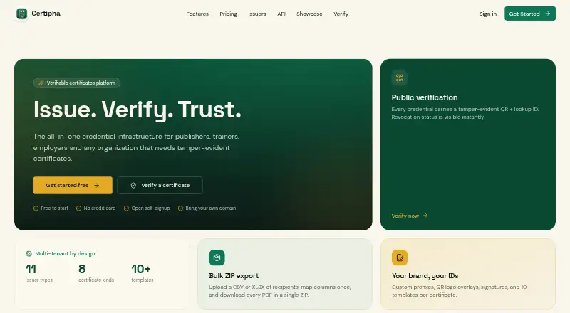 The Certipha homepage