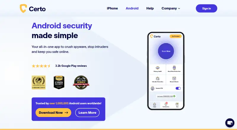 The Certo AntiSpy homepage