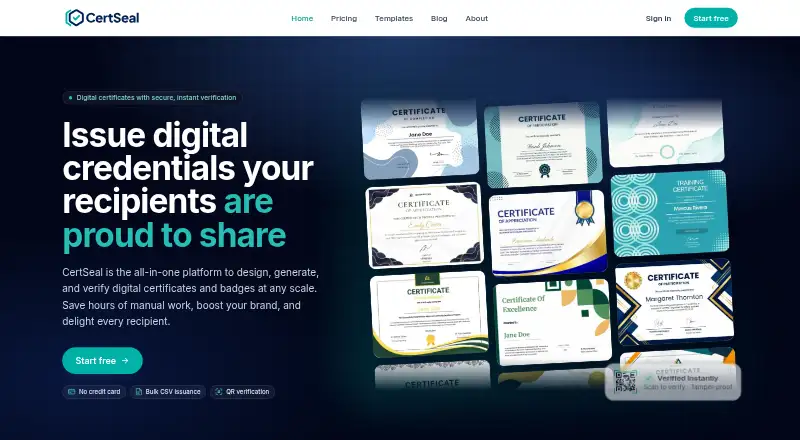 The CertSeal homepage