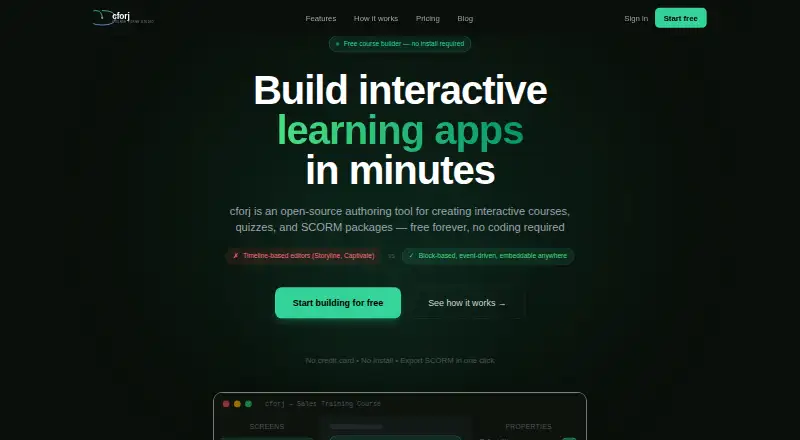 The Cforj Course Forge Studio homepage