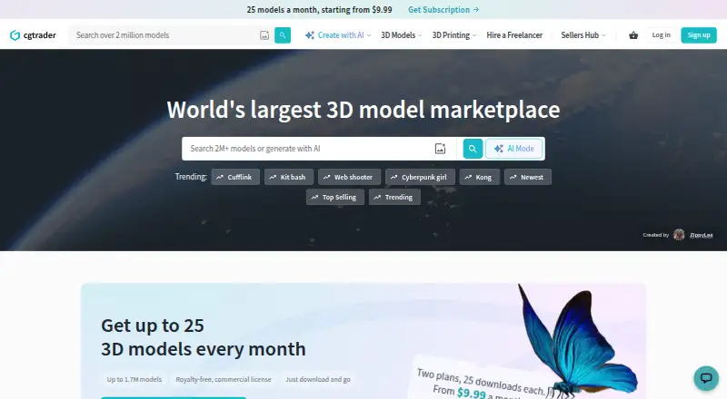 The CGTrader homepage