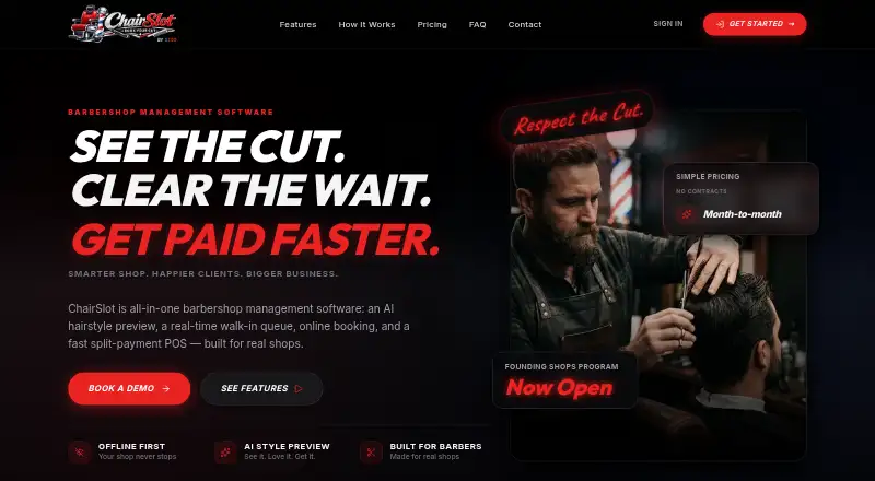 The ChairSlot homepage
