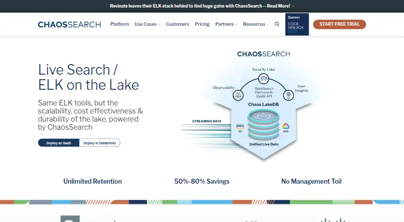 The ChaosSearch homepage
