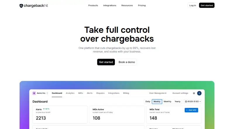 The Chargebackhit homepage