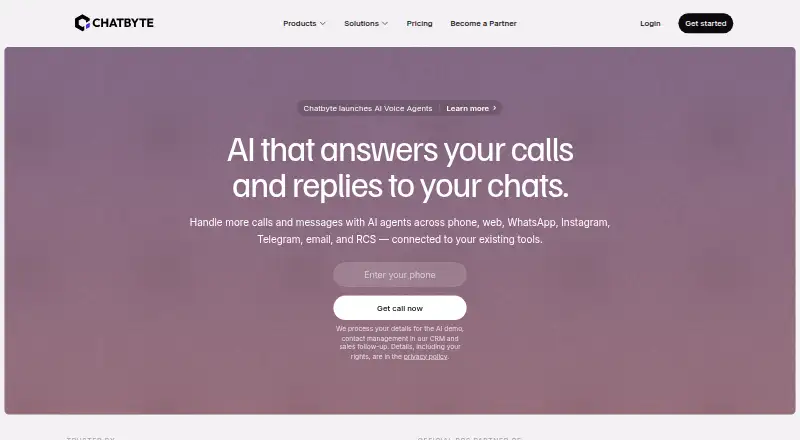 The Chatbyte homepage