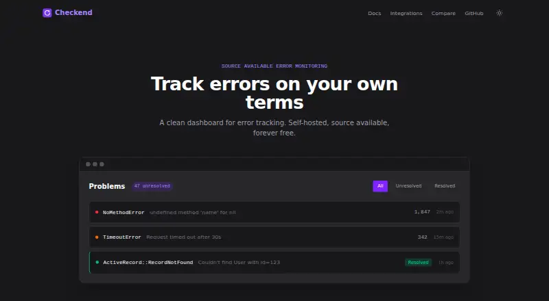 The Checkend homepage
