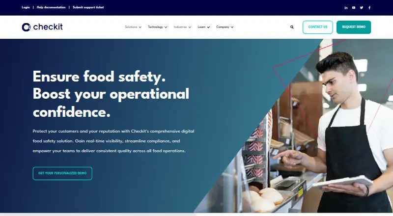 The Checkit Food Safety homepage