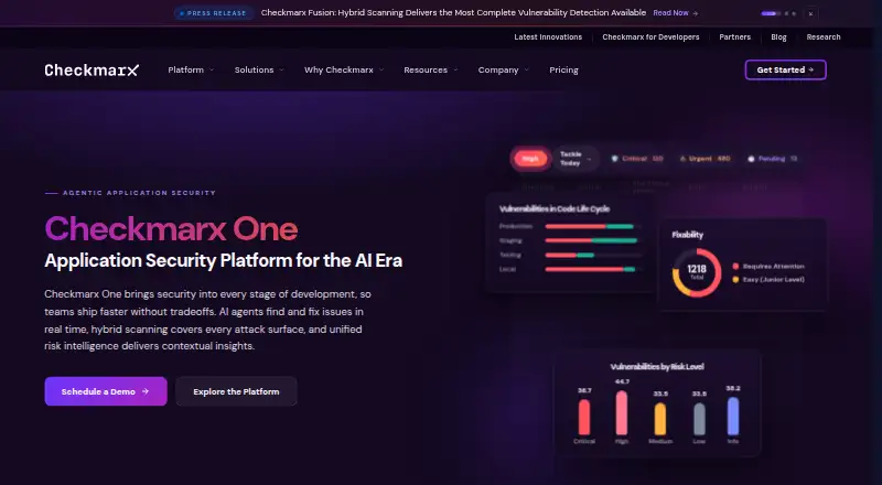 The Checkmarx One homepage