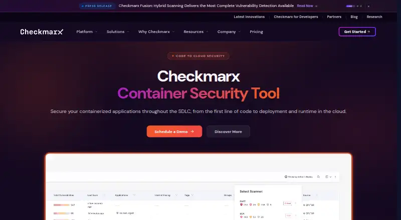 The Checkmarx Container Security homepage