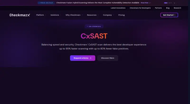 The Checkmarx SAST homepage